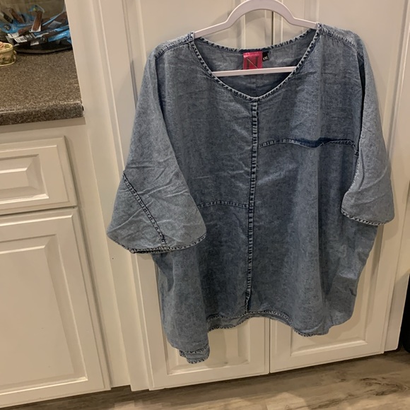 Super cute acid washed blue Jean shirt from Notated Fashion size XXL - Picture 1 of 2
